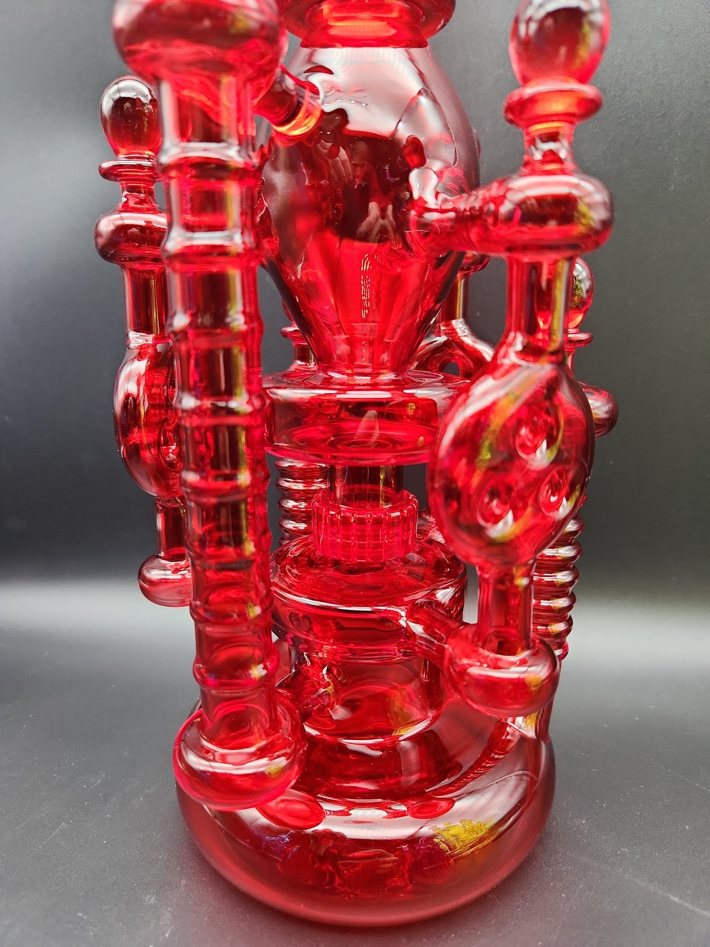 13" Full Color Swiss Castle Recycler close up of percs