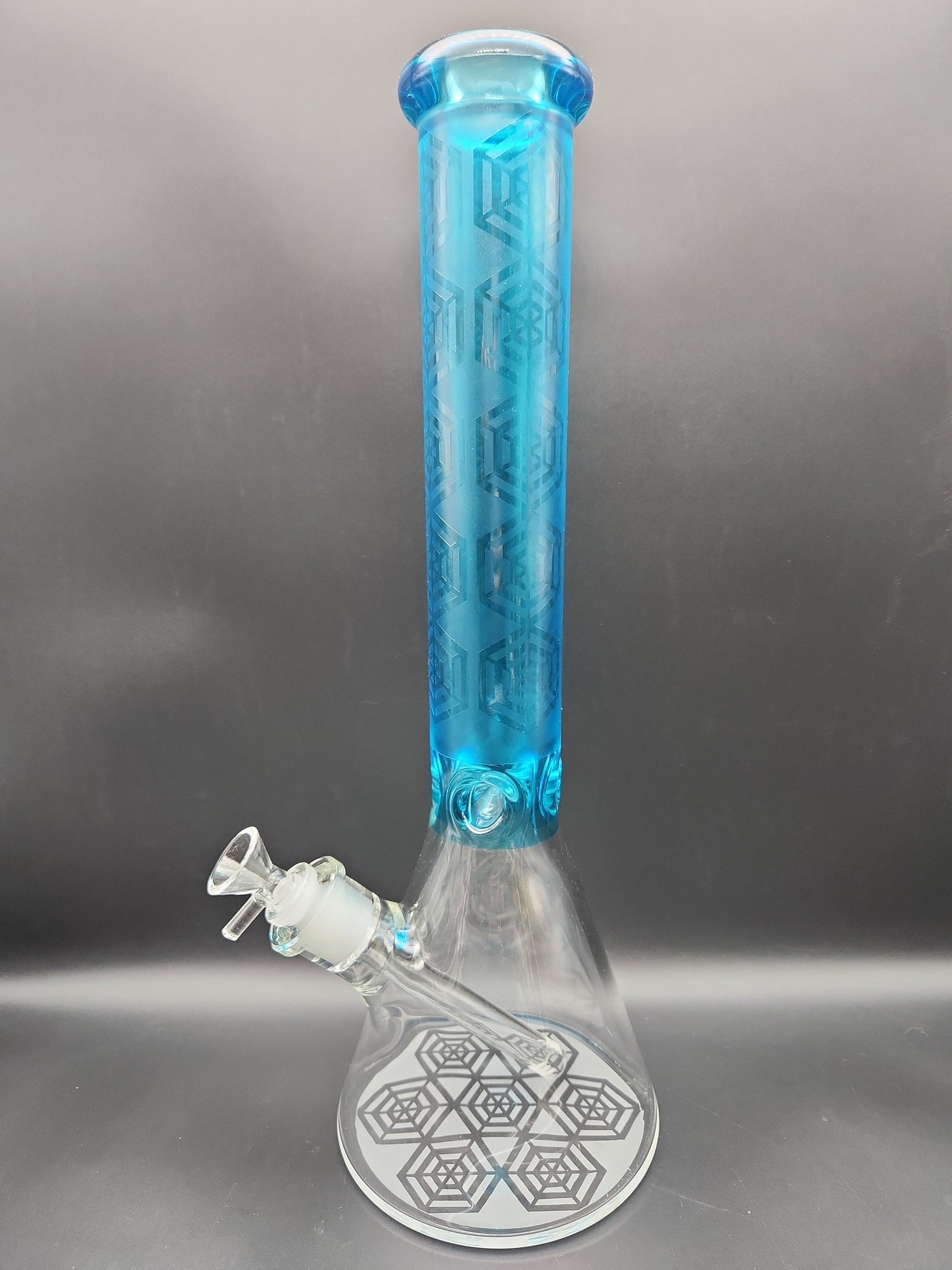 16" Etched Color Tube Beaker Bongs Blue