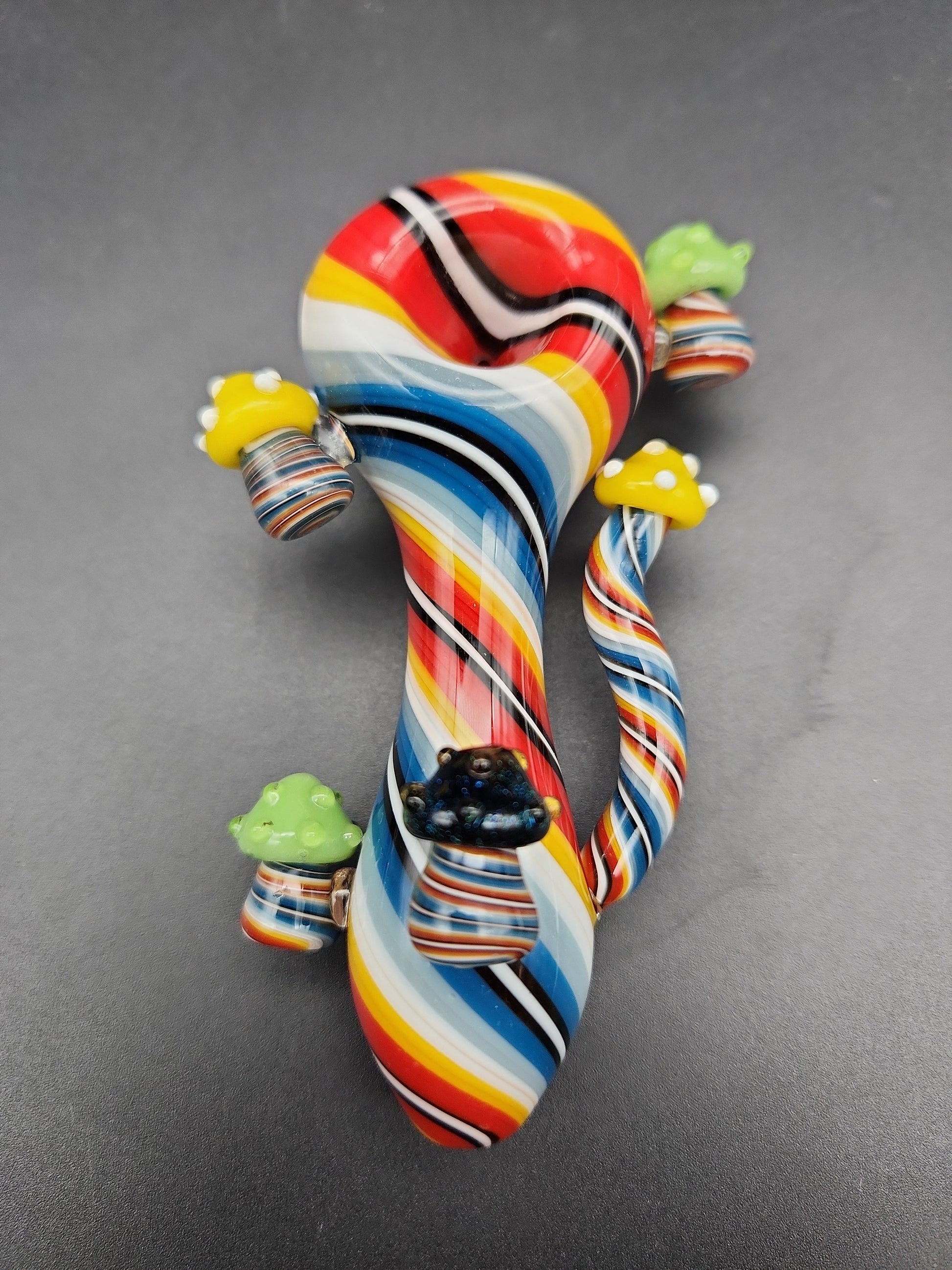 4" Color Spiral Mushroom Spoon Pipes - rainbow