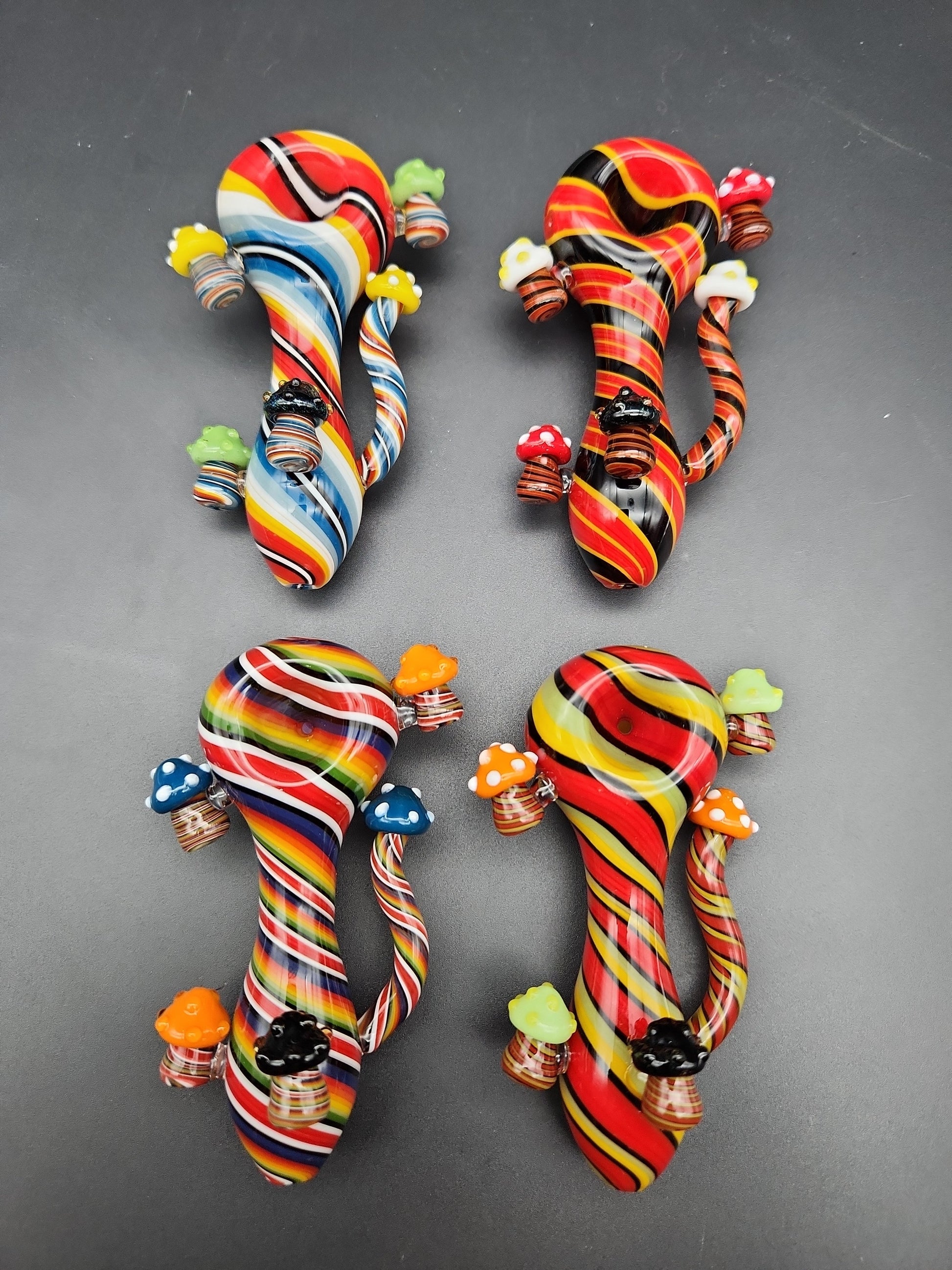 4" Color Spiral Mushroom Spoon Pipes