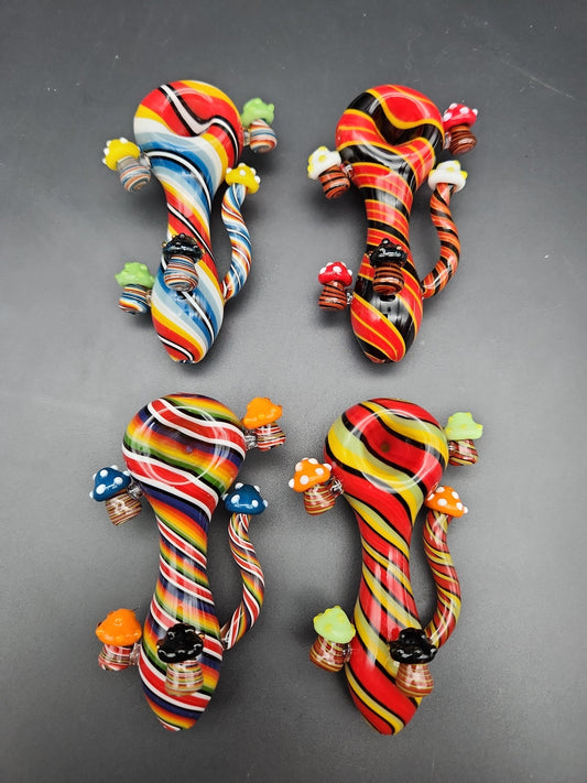 4" Color Spiral Mushroom Spoon Pipes