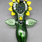 4" Sunflower Hand Pipe with Bees - green