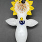 4" Sunflower Hand Pipe with Bees - white