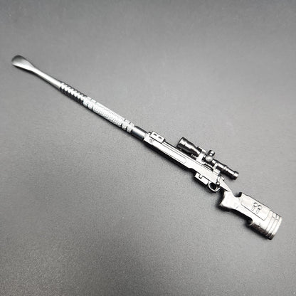 5" Silver Metal Gun Dab Tools - Sniper Rifle