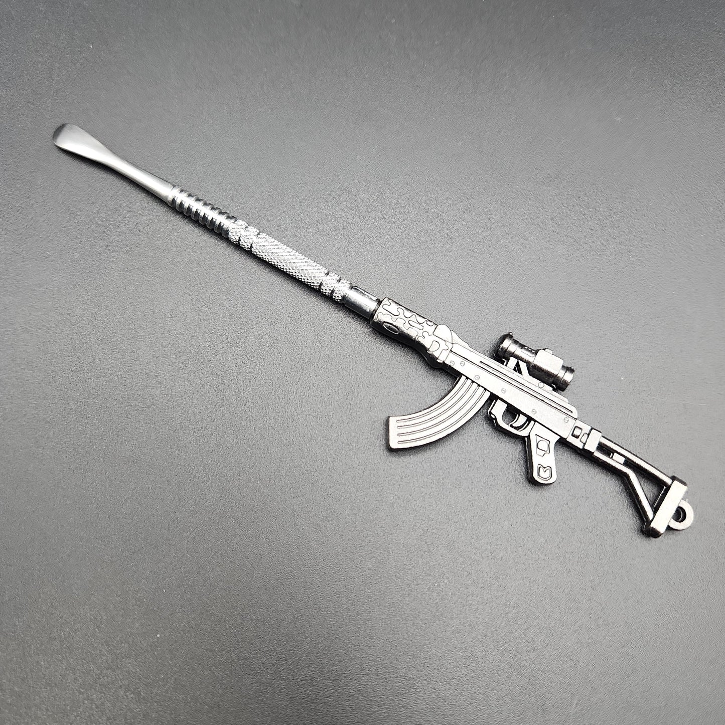 5" Silver Metal Gun Dab Tools - Assault Rifle