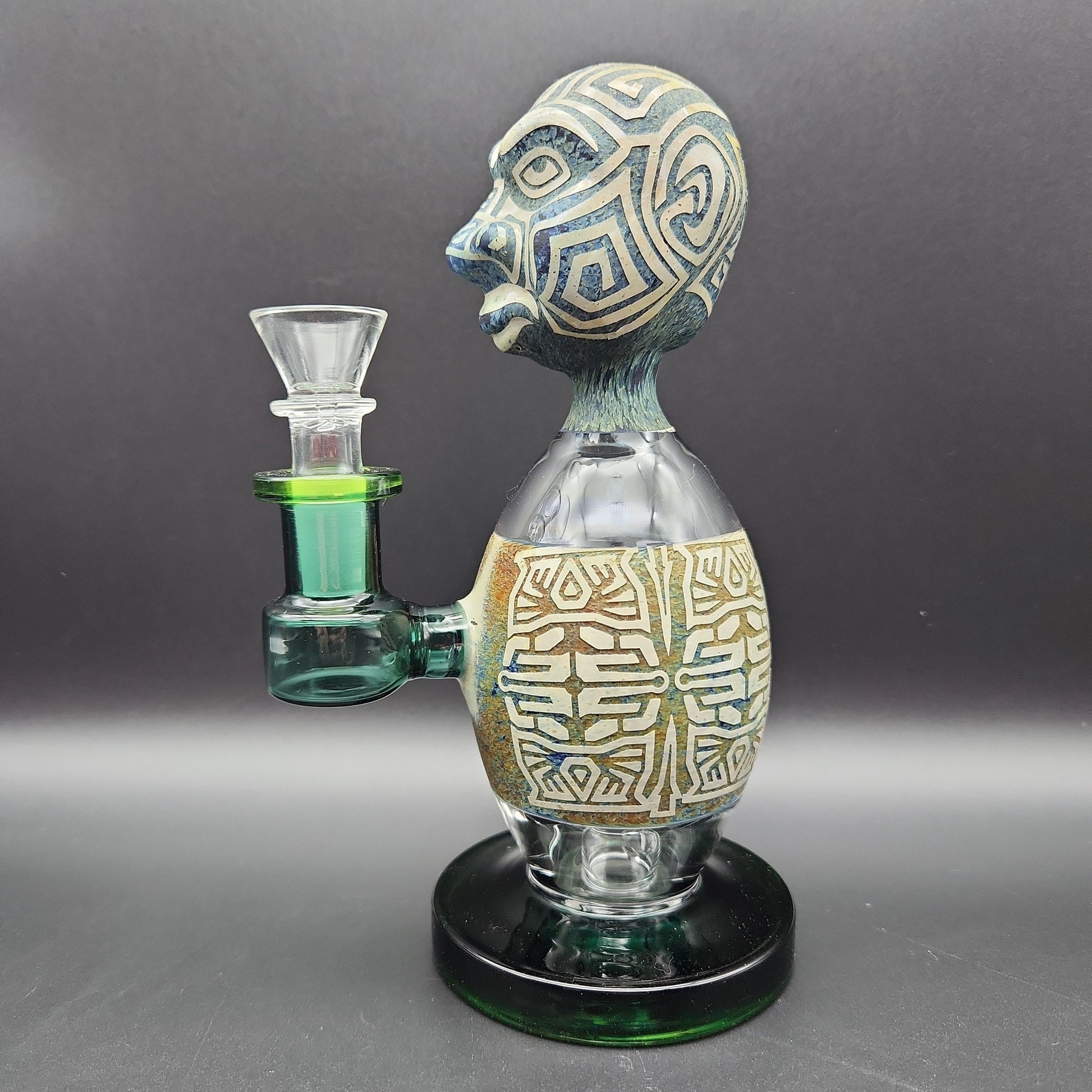 7" Aztec Egg Body Water Pipe clear green