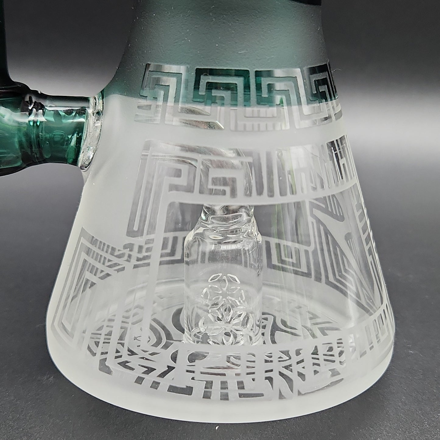 9" Aztec Face Beaker Water Pipe - close up of perc