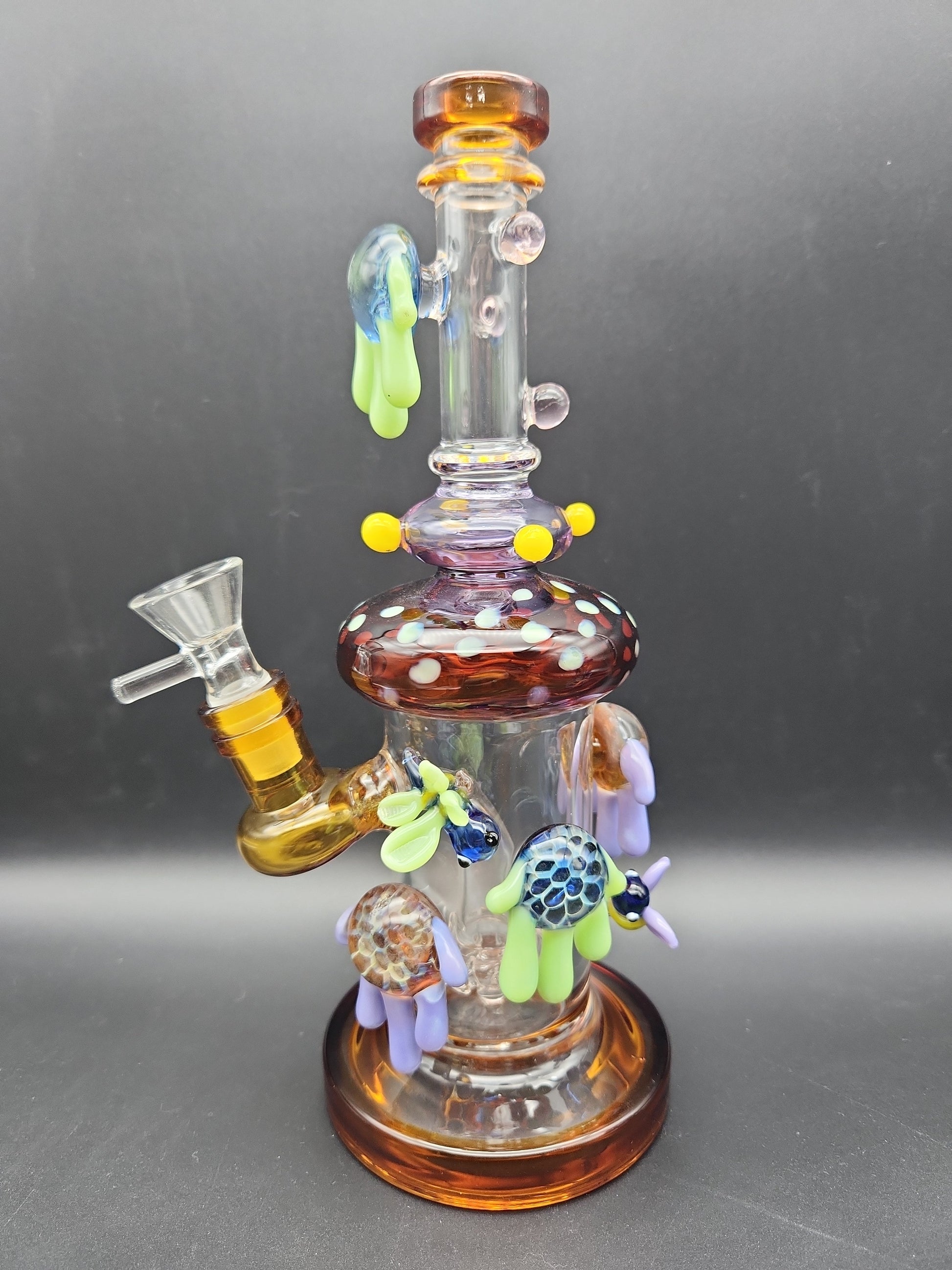 9" Dragonfly Honeycomb Drip Water Pipe amber