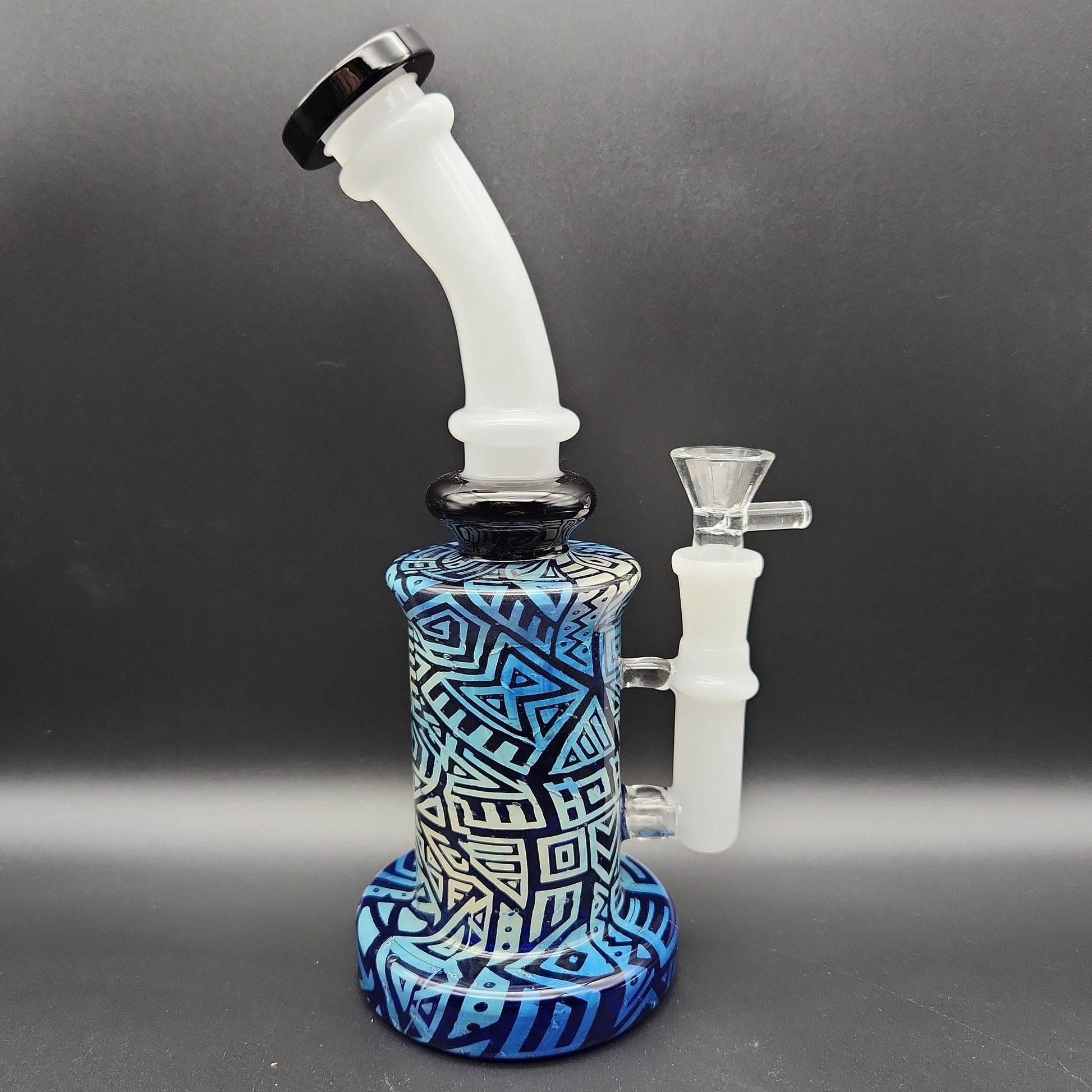 9.5" Etched Hollowfoot Water Pipe - Dark Blue