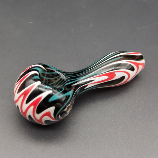 Full Wig Wag Hand Pipe 4" red blue wig wag