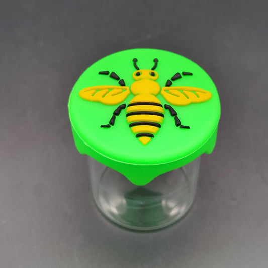 Glass Themed Storage Jar w/ Silicone Lid - bee