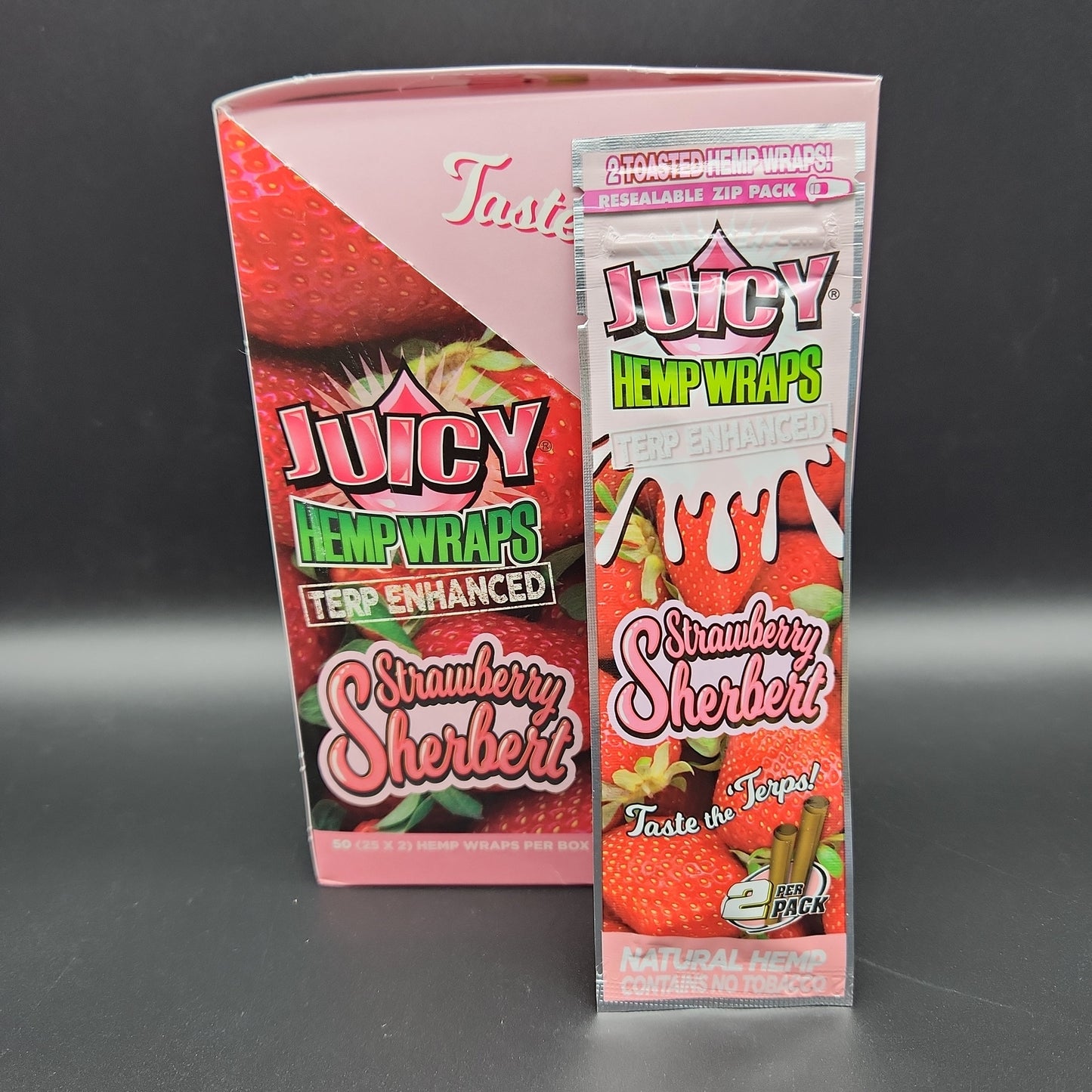 Juicy Terp Enhanced Hemp Wraps - Box of 25 - strawberry sherbert