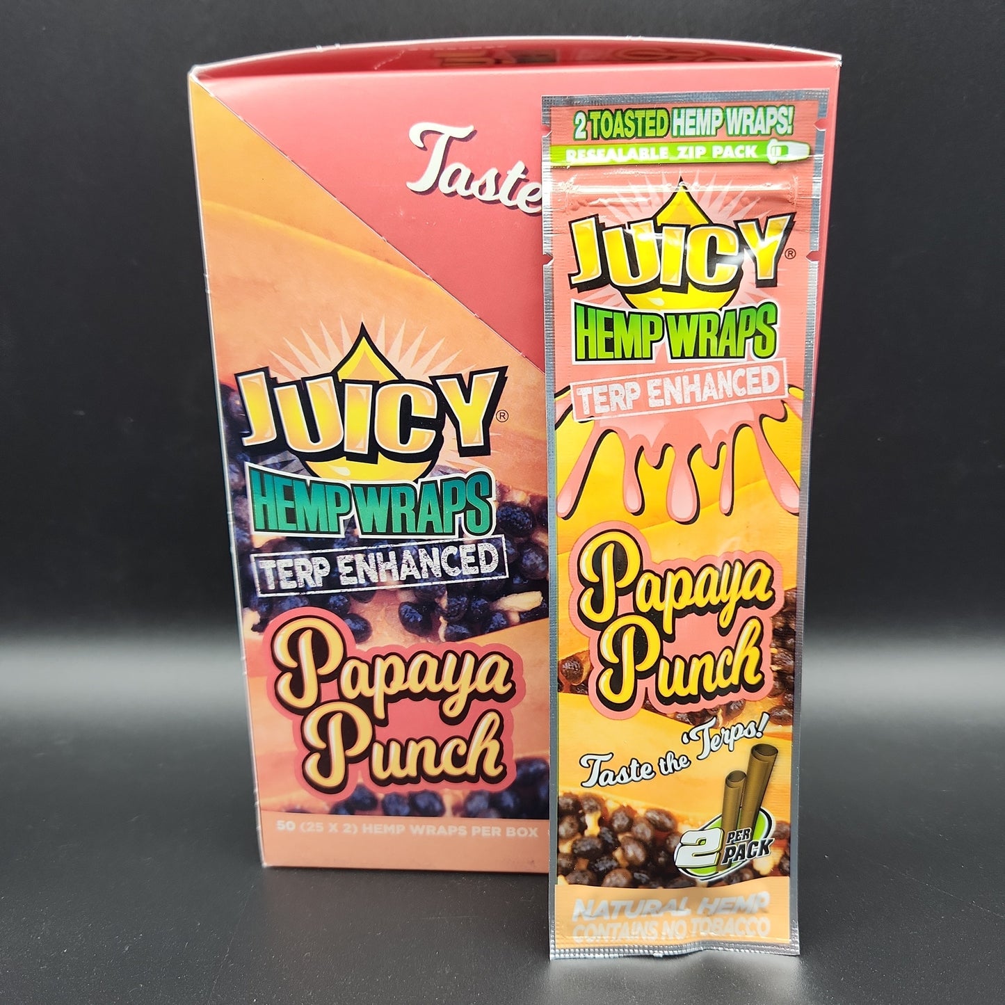 Juicy Terp Enhanced Hemp Wraps - Box of 25 - papaya punch