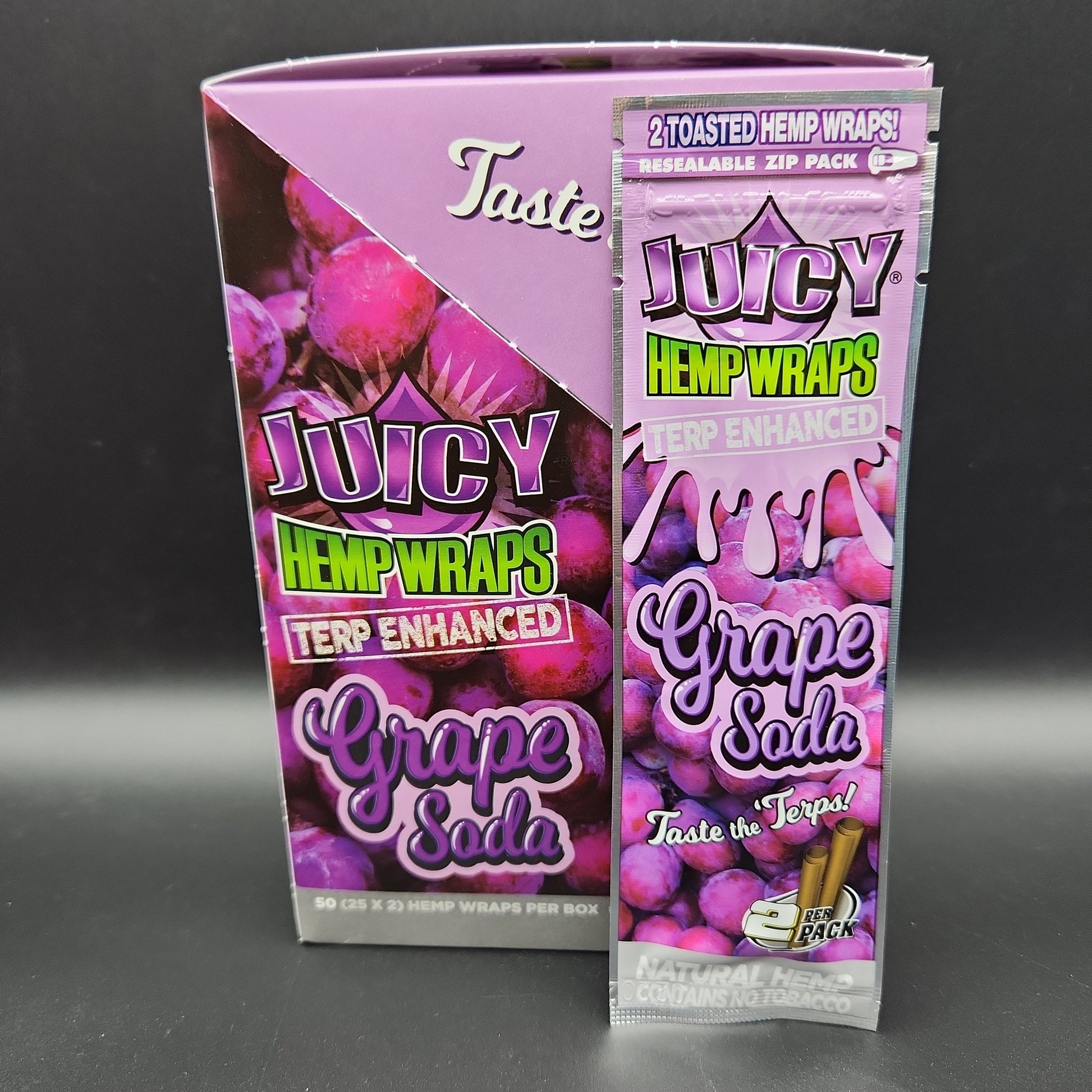 Juicy Terp Enhanced Hemp Wraps - Box of 25 - grape soda