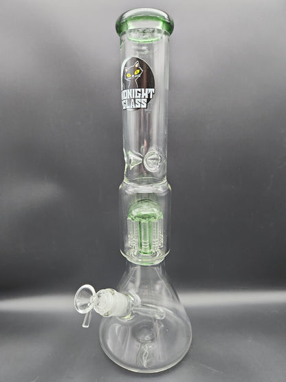 Midnight Glass 15.5" Classic Beaker w/ Tree Perc Green