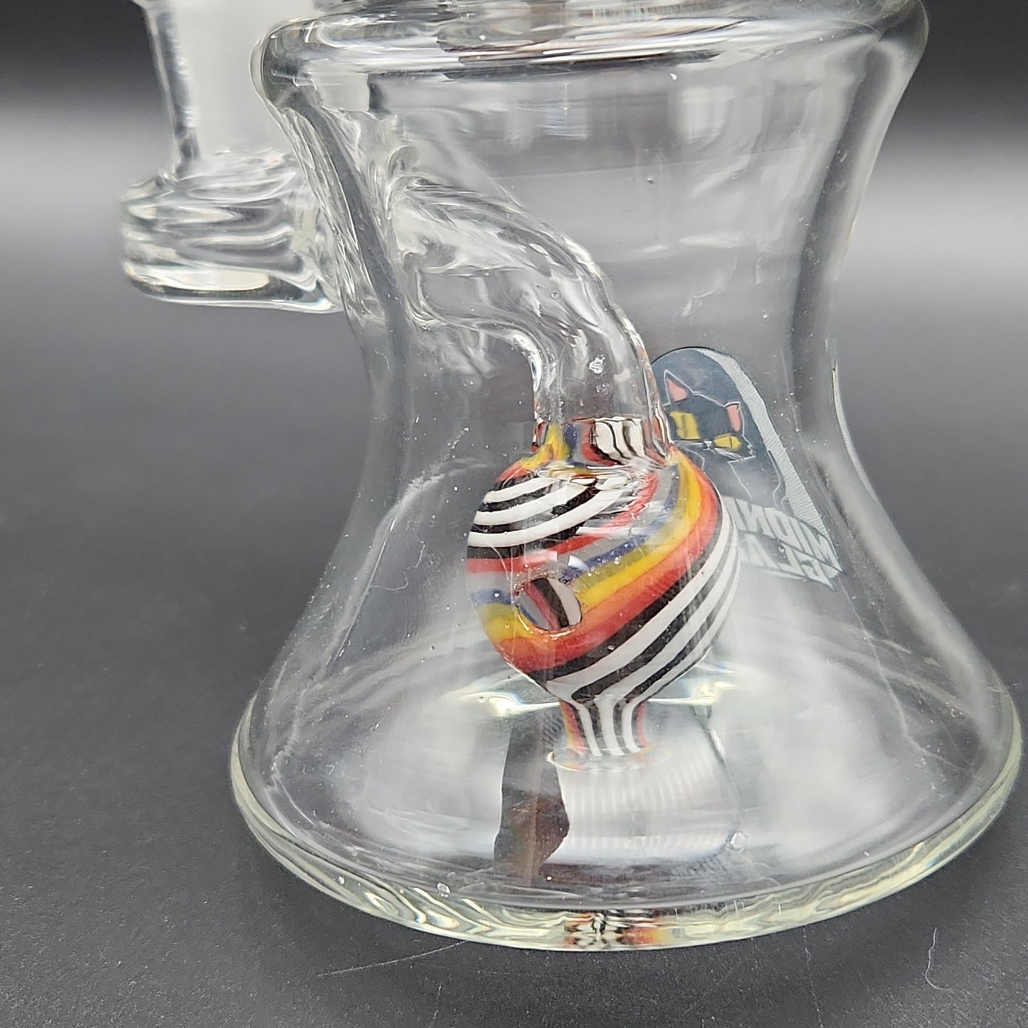 Midnight Glass 7.5" Rainbow Sphere Water Pipe - Close up of perc