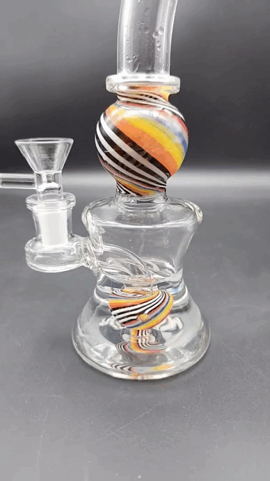 Midnight Glass 7.5" Rainbow Sphere Water Pipe Water Video