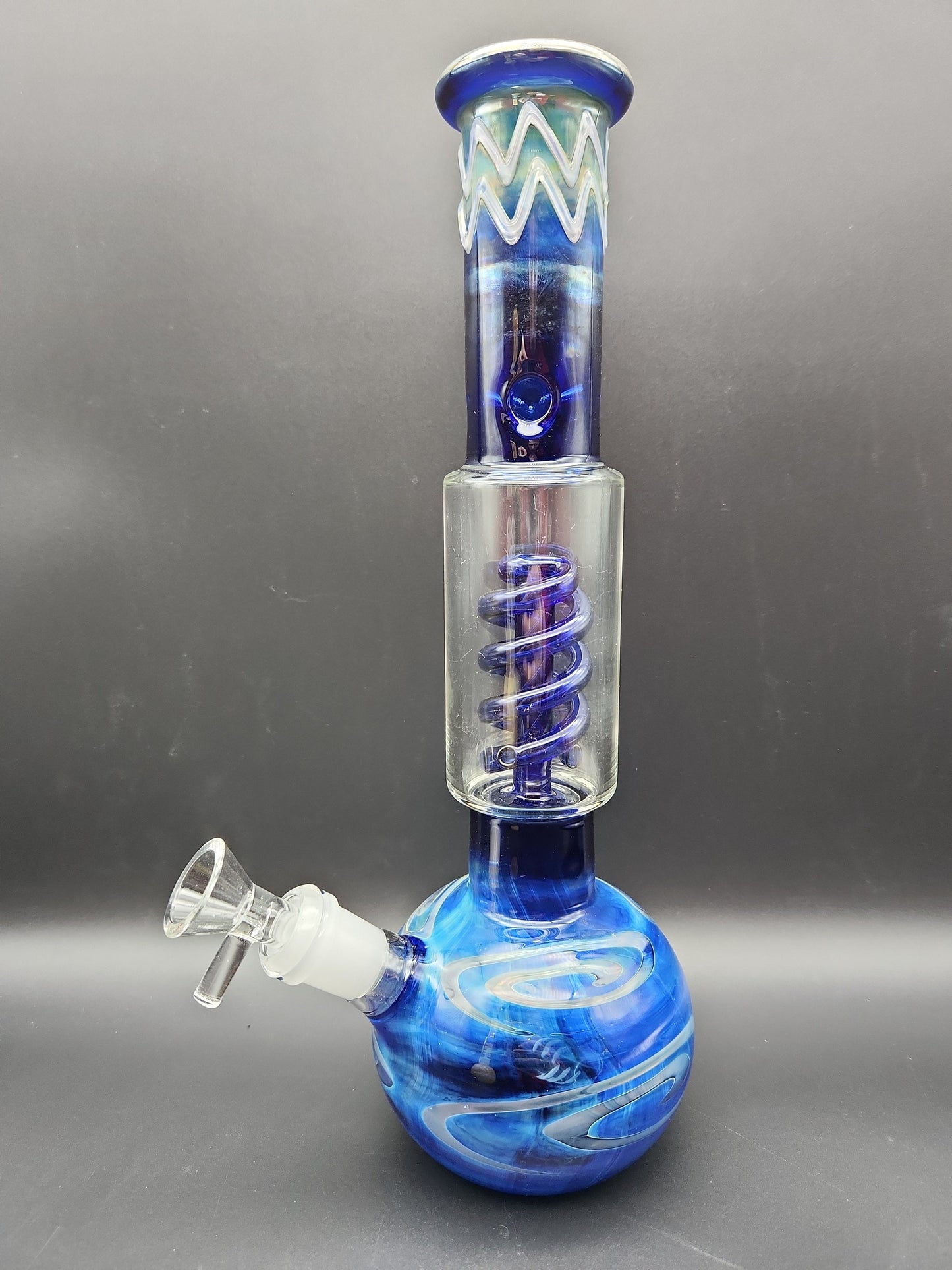 Milky Fade Water Pipe w/ Coil Perc | 11.75" blue