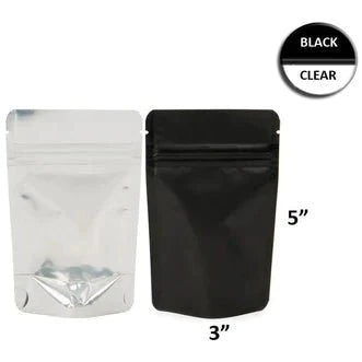 Mylar Bag Black and Clear - Holds an eighth of flower