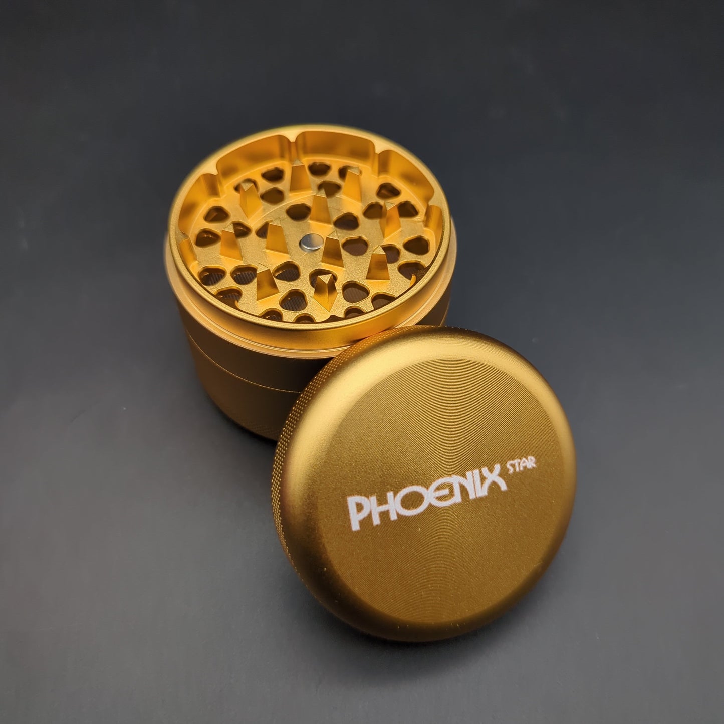 Phoenix 4 Stage Rounded Herb Grinder - gold