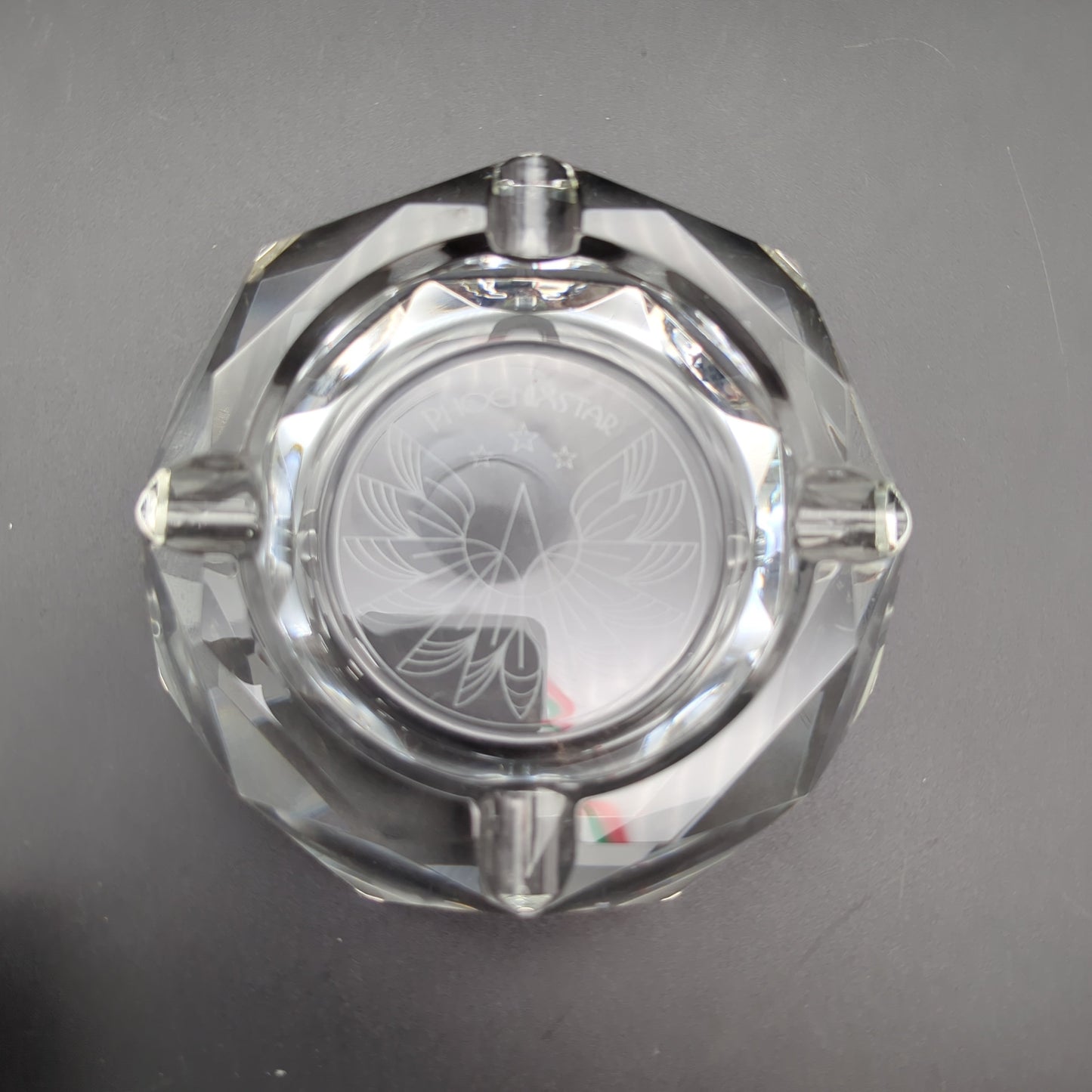 Phoenix 4" Thick Crystal Ashtray top view