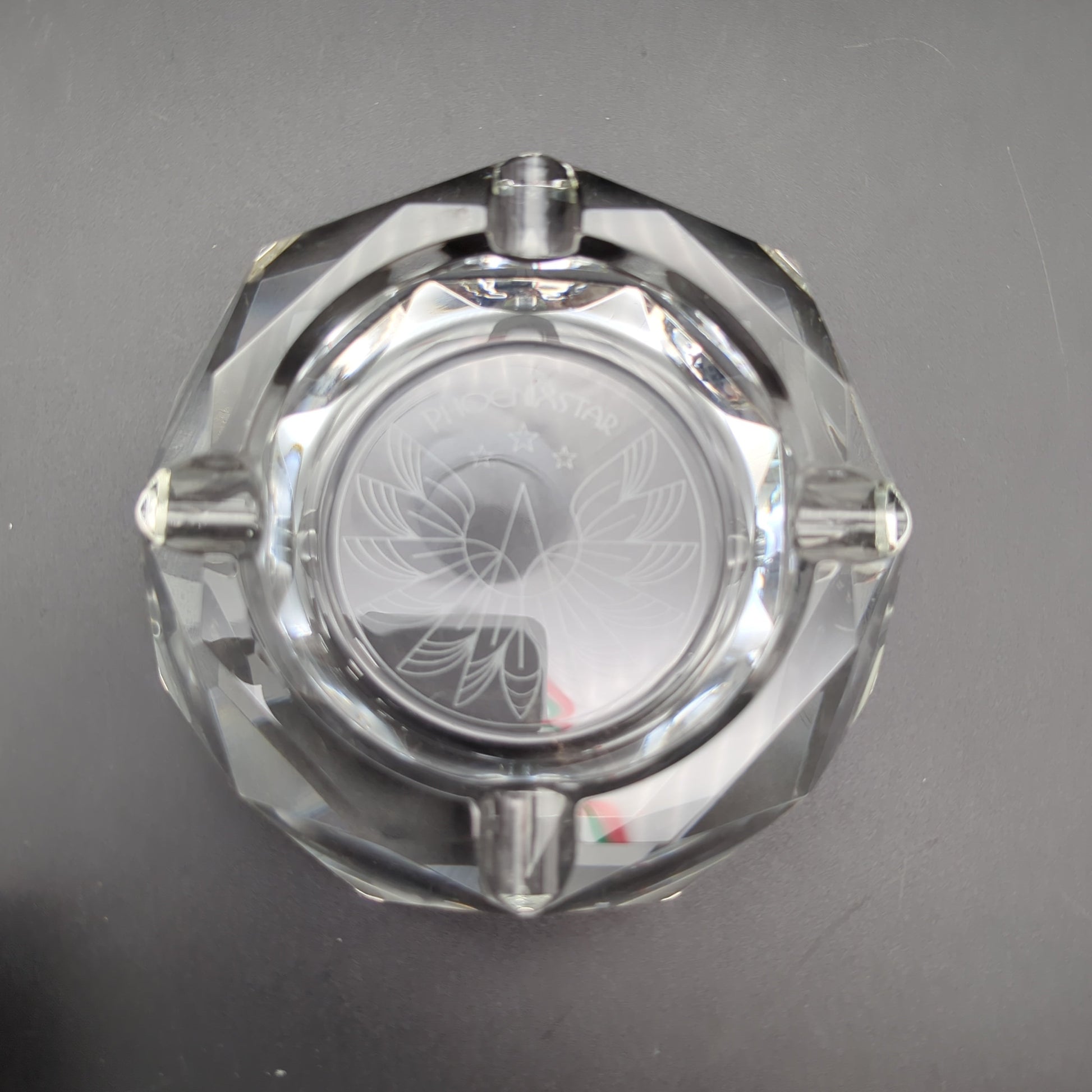 Phoenix 4" Thick Crystal Ashtray top view