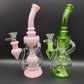 Swiss Holed Hollowfoot Recycler Water Pipe 10" green and pink variants