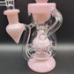 Swiss Holed Hollowfoot Recycler Water Pipe 10" pink close up of perc